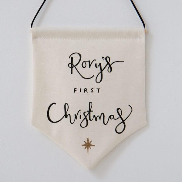 Personalised Baby's First Christmas Banner Flag