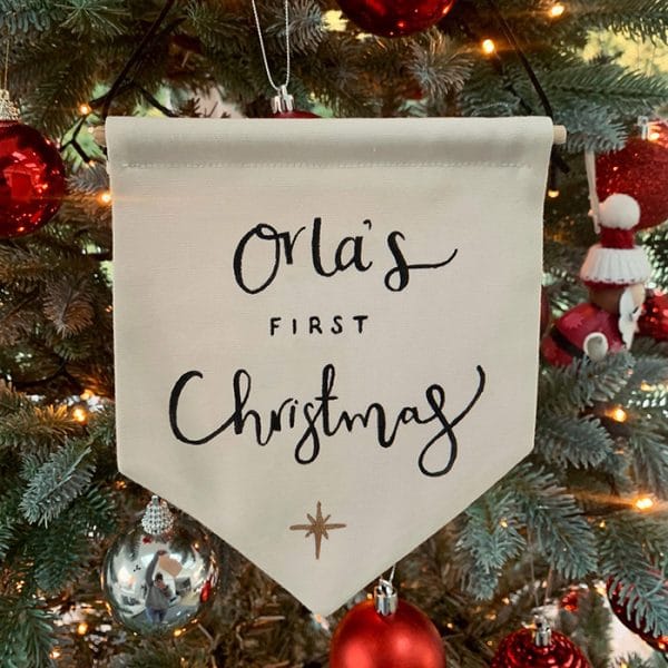 Personalised Baby's First Christmas Banner Flag - Image 3